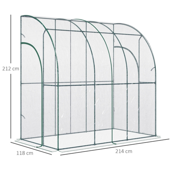 Walk-In Lean to Wall Tunnel Greenhouse 