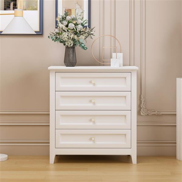 Solid Wood spray-painted drawer dresser bar,buffet tableware cabinet lockers buffet server console table lockers, retro round handle, applicable to the dining room, living room,kitchen corridor,white