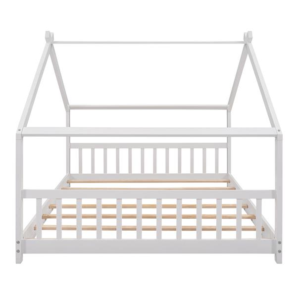 Full Size House Bed Wood Bed, White