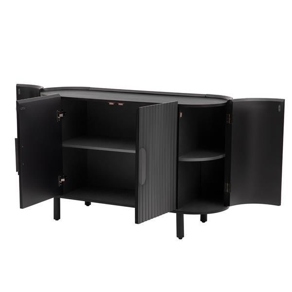 Curved Design Light Luxury Sideboard with Adjustable Shelves,Suitable for Living Room,Study and Entrance