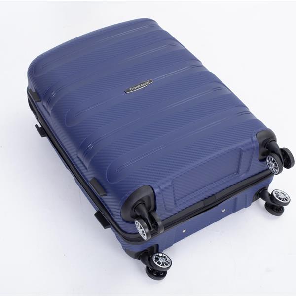 Hardshell Suitcase Spinner Wheels PP Luggage Sets Lightweight Durable Suitcase with TSA Lock,3-Piece Set (20/24/28) ,Navy