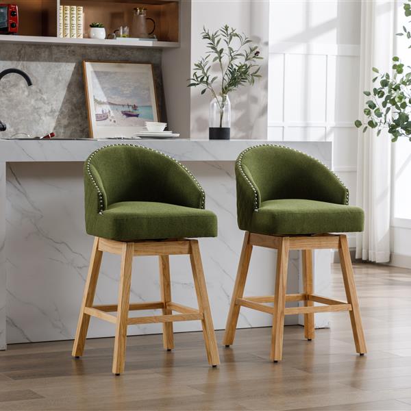 Bar Stools Set of 2 Counter Height Chairs with Footrest for Kitchen, Dining Room And 360 Degree Swivel