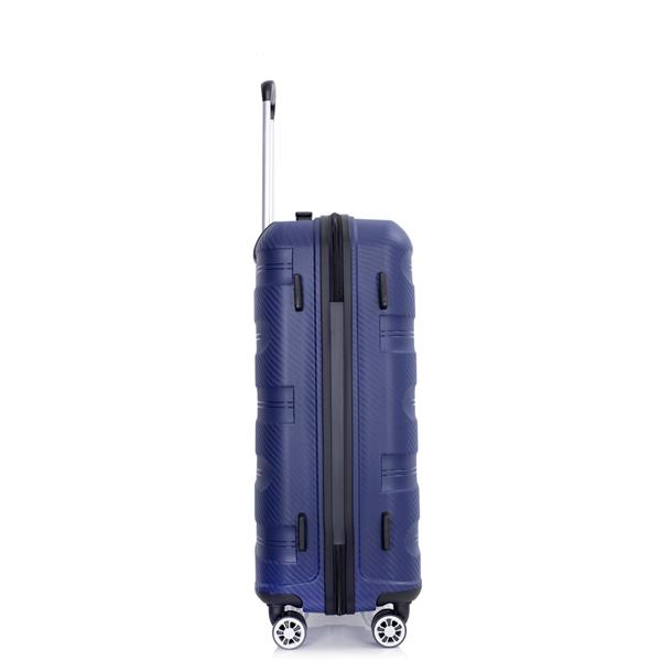 Hardshell Suitcase Spinner Wheels PP Luggage Sets Lightweight Durable Suitcase with TSA Lock,3-Piece Set (20/24/28) ,Navy