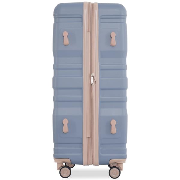 Luggage Sets New Model Expandable ABS Hardshell 3pcs Clearance Luggage Hardside Lightweight Durable Suitcase sets Spinner Wheels Suitcase with TSA Lock 20''24''28''(light blue and golden)