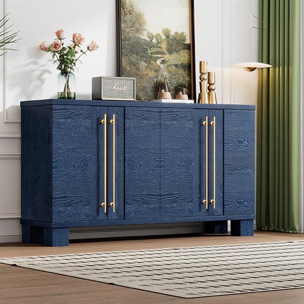 Wood Traditional Style Sideboard with Adjustable Shelves and Gold Handles for Kitchen, Dining Room and Living Room (Antique Navy)