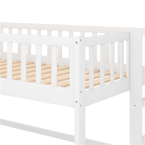 Twin Size Low Loft Bed with Ladder and Slide,White