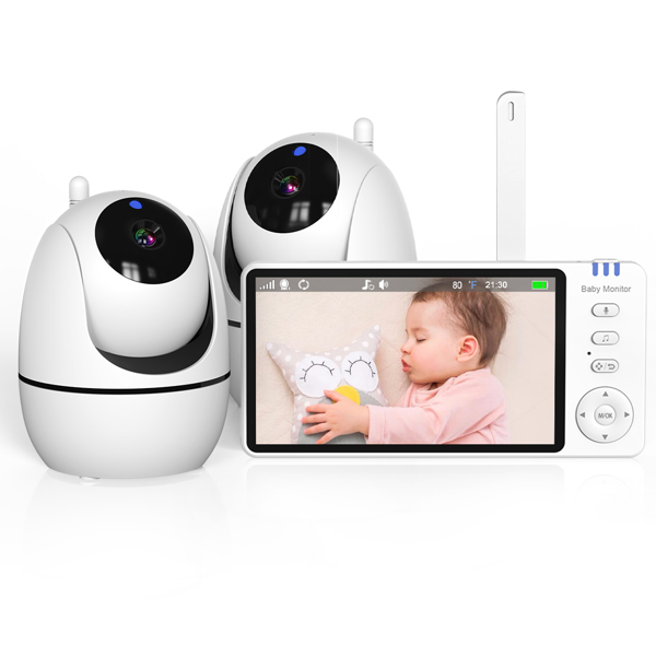 Baby Monitor 720P with Camera 5 Inch HD 3500mAh  IPS Display, VOX Mode Digital Zoom Night Vision Two-Way Talk Temperature Display