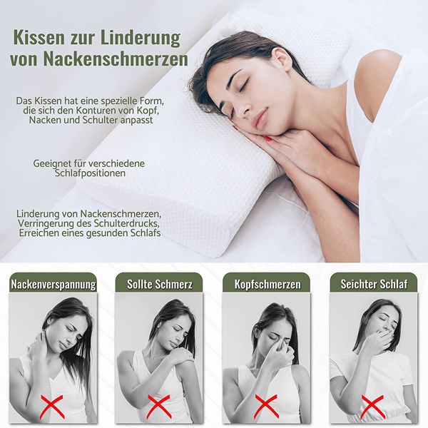 Memory Foam Kopfkissen Nackenkissen Orthopädisch Nackenstützkissen Schlafkissen