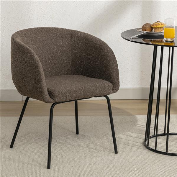 039-Set of 1 Fabric Dining Chair With Black Metal Legs,Dark Brown