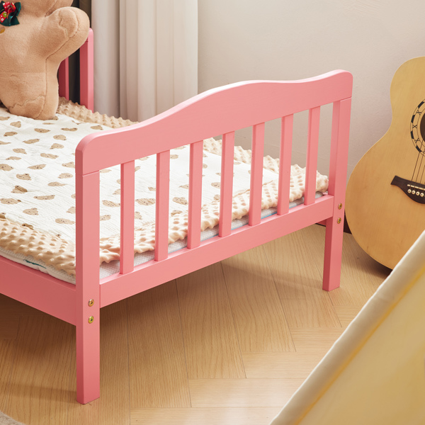 Single Vertical Board with Guardrails on Both Sides, Pink, 135*75*62.5cm, Wooden Bed, Pine, Children's