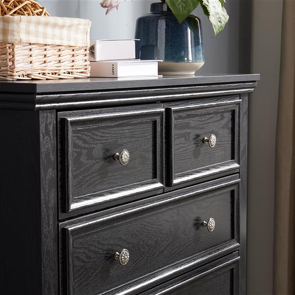 Modern 6 Drawers Dresser 6 Drawers Cabinet,Chest of Drawers Closet Organizers and Storage Clothes Storage Drawers Cabinet for Living Room, Farmhouse Dresser Organizer Black