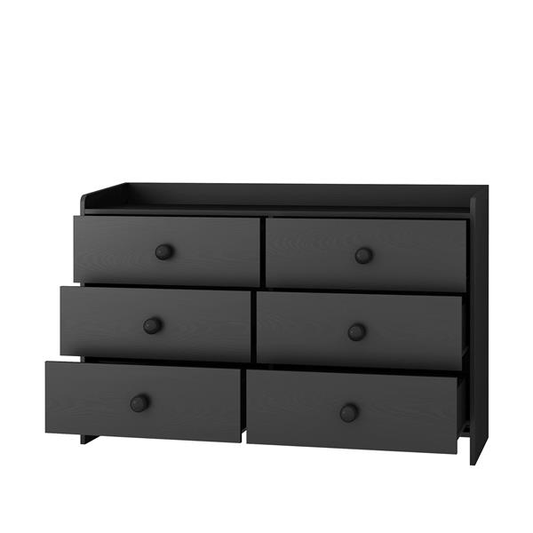 Chest of Drawers black Dresser , 6 Drawer Chest with Wide Storage, Modern Contemporary 6-Drawer Cabinet,  Dresser for Bedroom Living Room Hallway