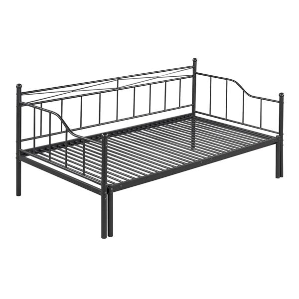 Twin Size Metal Daybed with Trundle, Daybed with Slat No Box required Black