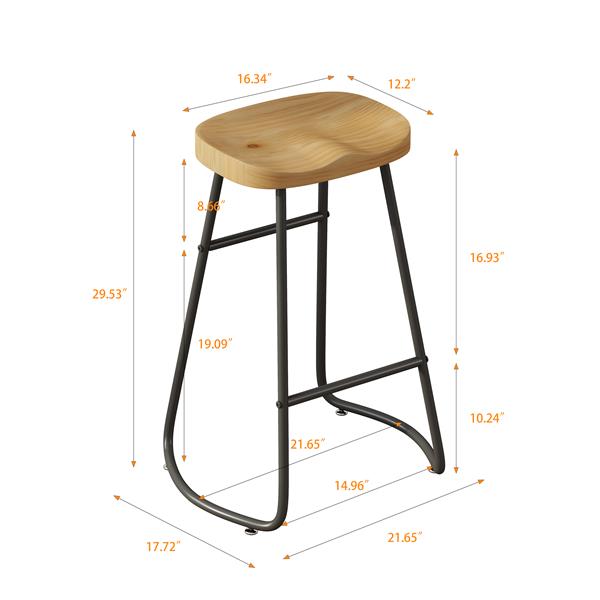 Multi-Functional Kitchen Island Cart with Stylish and Minimalist Bar Stools, Combination Set, Convenient and Practical (Black Kitchen Island + Wood Color Bar Stools)