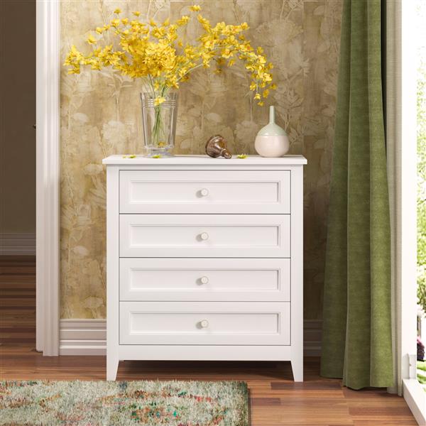 Solid Wood spray-painted drawer dresser bar,buffet tableware cabinet lockers buffet server console table lockers, retro round handle, applicable to the dining room, living room,kitchen corridor,white