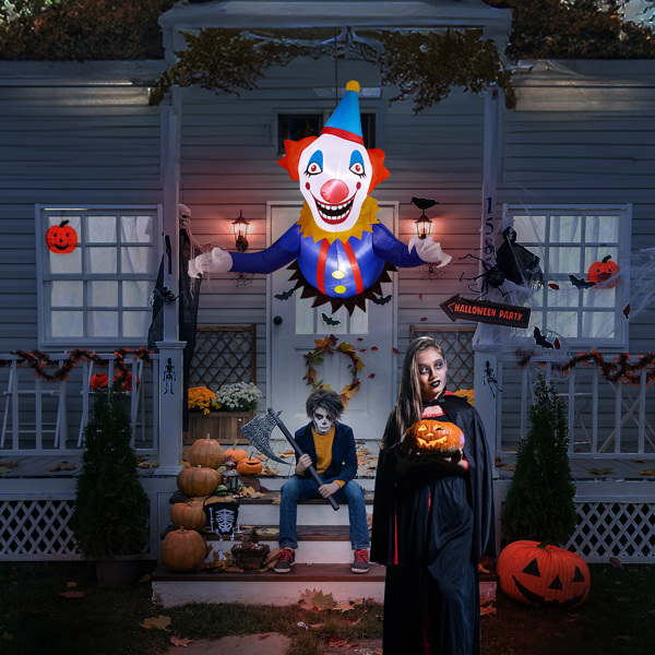 3.3 FT Halloween Inflatable Clown Broke Out from Window Outdoor Decorations, Scary Blow up Decor with Built-in LED Lights for Holiday Party Yard Lawn Garden Decor Indoor Outdoor