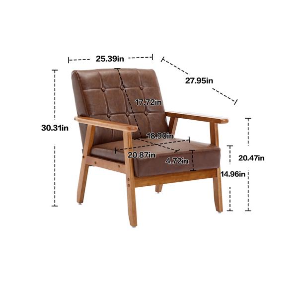 Leisure Chair with Solid Wood Armrest and Feet, Mid-Century Modern Accent chair, for Living Room Bedroom Studio chair