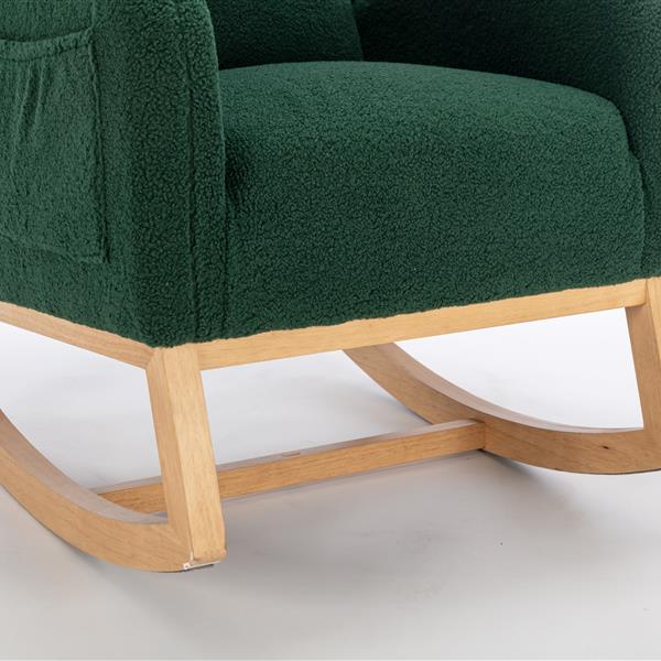 Fabric Rocking Chair With Packet Wood Legs,Green