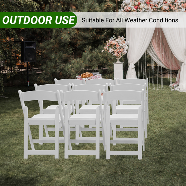 4 Pack Folding Chairs, Resin Chairs with Padded Seat, Comfortable Event Chairs Indoor Outdoor for Home Event Party Picnic School Wedding, White