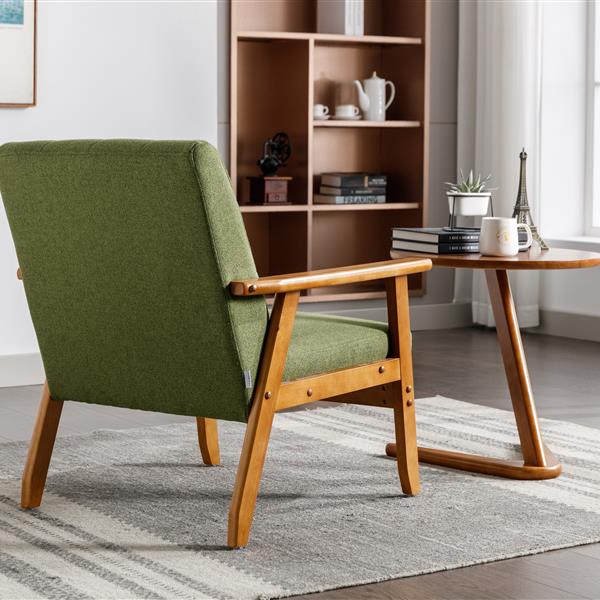 Leisure Chair with Solid Wood Armrest and Feet, Mid-Century Modern Accent chair, for Living Room Bedroom Studio chair