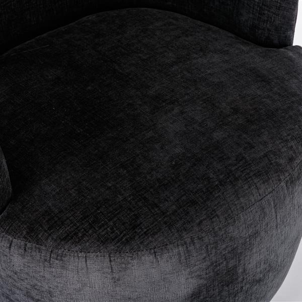 Chenille Fabric Swivel Armchair Barrel Chair With Black Powder Coating Metal Ring,Black