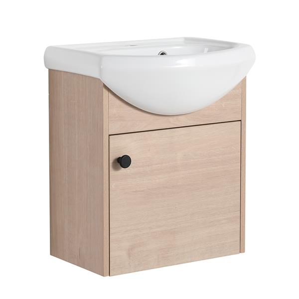 Small Size 18 Inch Bathroom Vanity With Ceramic Sink,Wall Mounting Design