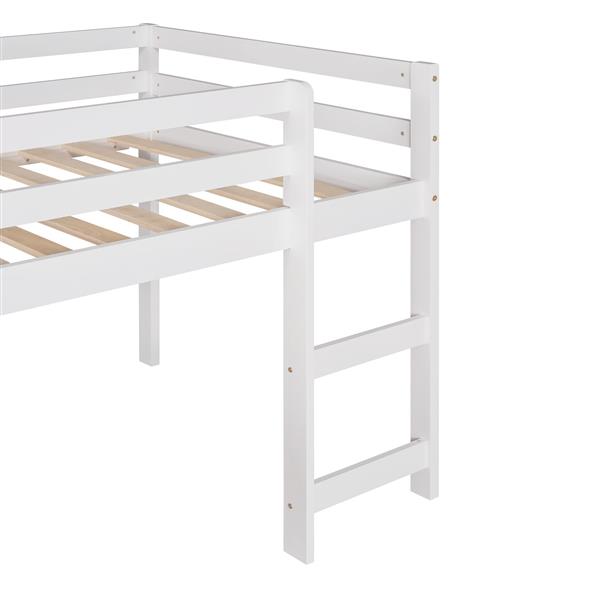 Loft Bed with Slide, Multifunctional Design, Twin (White)