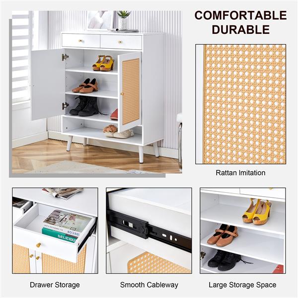 Modern minimalist storage cabinet, rattan shoe cabinet, bed top cabinet. Beautiful shape, suitable for corridors and living rooms.