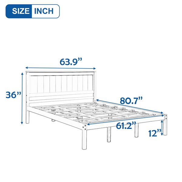 Platform Bed Frame with Headboard, Wood Slat Support, No Box Spring Needed, Queen,Espresso