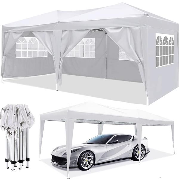 10x20Pop Up Canopy Outdoor Portable Party Folding Tent with 6 Removable Sidewalls + Carry Bag + 4pcs Weight Bag