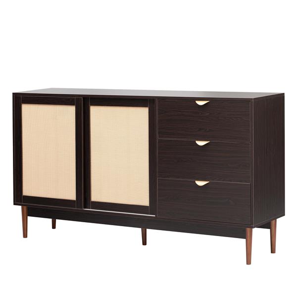 Featured Two-door Storage Cabinet with Three Drawers and Metal Handles , Suitable for Corridors, Entrances, Living rooms, and Study