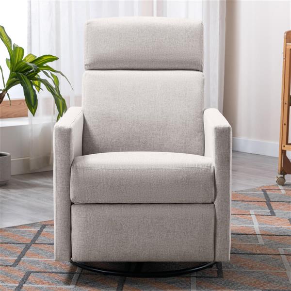 Modern Upholstered Rocker Nursery Chair Plush Seating Glider Swivel Recliner Chair, Tan