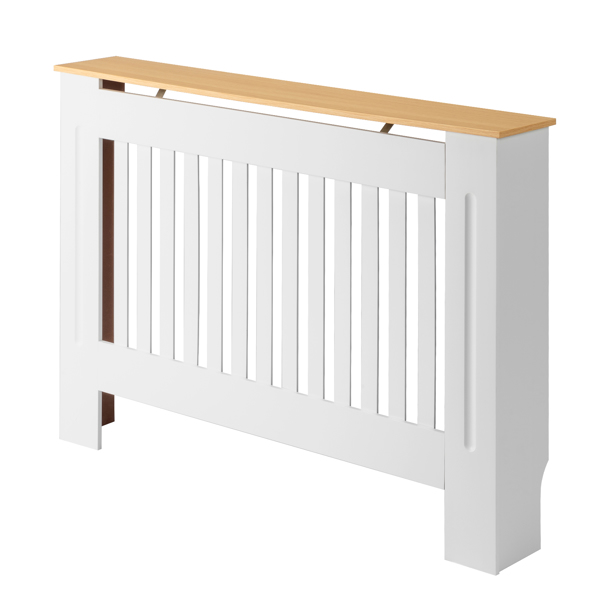 Cache-radiateur Conception traditionnelle simple ventilée Motif à rayures verticales en panneau MDF E1, Blanc, M