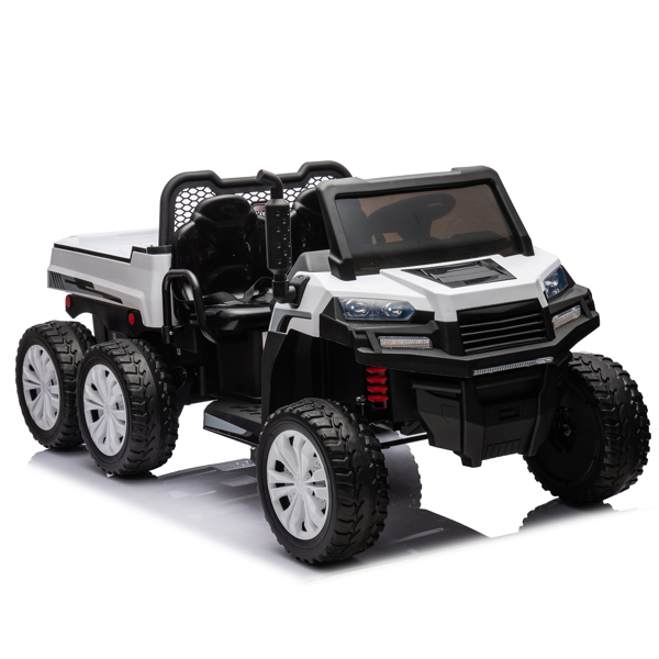 24V 2-Seater UTV-XXL Ride On Truck with Dump Bed for kid,Ride On 4WD UTV with 6 Wheels,Foam Tires, Suitable for Off-Roading,remote control,Three-Point Safety Harness