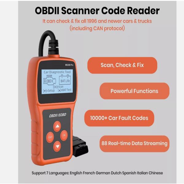 OBD2 Fault Code Reader for Cars Check Engine Light Vehicle Diagnostic Scan Tool