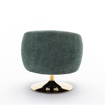 048-Chenille Fabric Swivel Chair With Gold Metal Round Base,Green