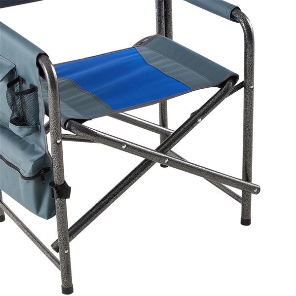 1-piece Padded Folding Outdoor Chair with Storage Pockets,Lightweight Oversized Directors Chair for indoor, Outdoor Camping, Picnics and Fishing,Blue/Grey