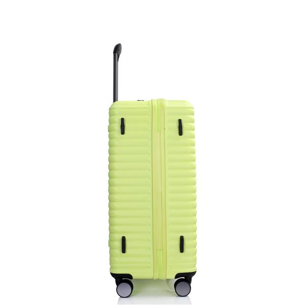 3 Piece Luggage Sets PC+ABS Lightweight Suitcase with Two Hooks, 360° Double Spinner Wheels, TSA Lock, (20/24/28) Light Green