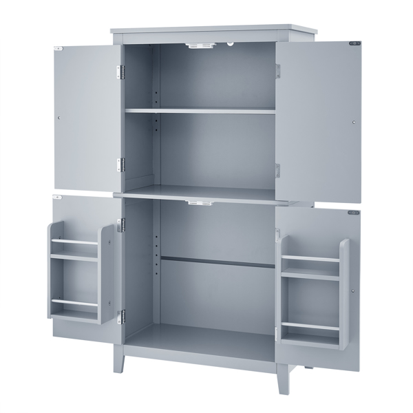 Bathroom Storage Cabinet, Cabinet with Two Doors and Drawers, Adjustable Shelf, MDF Board, Grey  