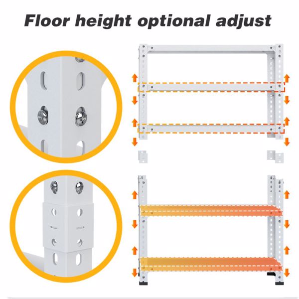 Household storage rack, adjustable display rack, basement balcony storage rack, carbon steel storage rack, 100cm * 40cm * 180cm, five floors (white) 