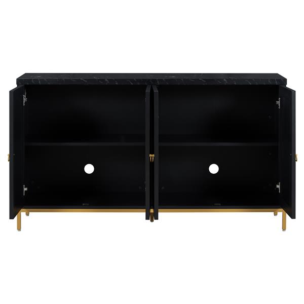 Modern Sideboard with Extra Large Storage Space with Metal Handles and Support Legs for Living Room and Dining Room (Black)