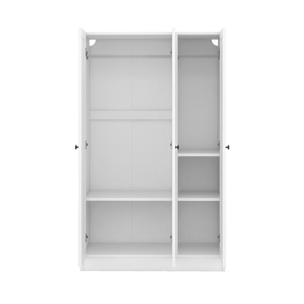 3-Door Shutter Wardrobe with shelves, White