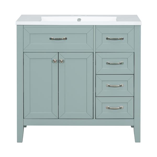 36" Bathroom Vanity with Sink Combo, Green Bathroom Cabinet with Drawers, Solid Frame and MDF Board