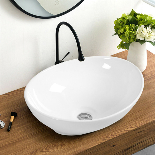 Bathroom ceramic sink oval 16 "x 13" x 5.5 "(L x W x Deep)