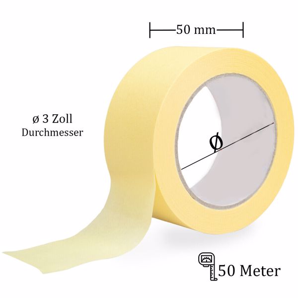 5 x Kreppband 50 mm x 50 m Malerkrepp Abklebeband Klebeband Abdeckband Krepp