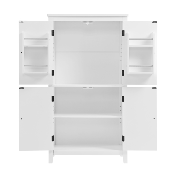 Elegant Bathroom Floor Storage Cabinet, Bathroom Storage Unit, Freestanding Cabinet with 4 Doors, Adjustable Shelves, Adaptable Shelves, White 