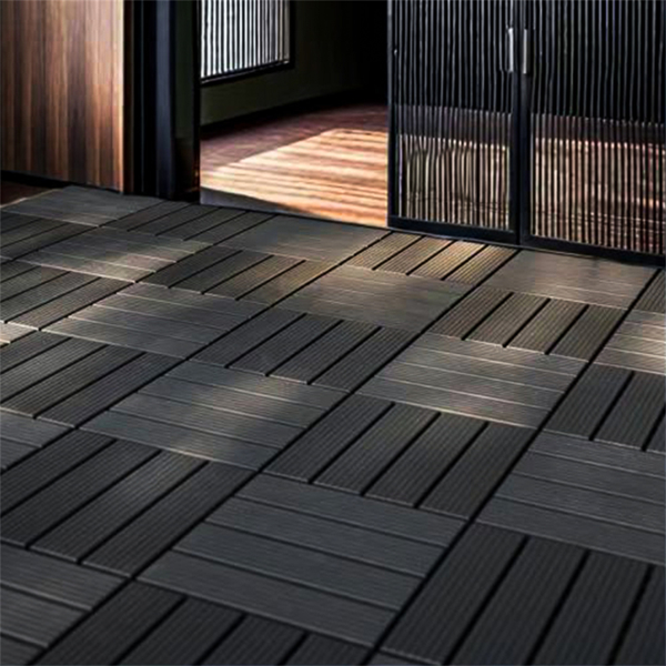 44pcs Straight stripe dark grey 11.8 "x 11.8" (30cmx30cm) interlocking deck plastic tiles, non-slip and waterproof, indoor and outdoor all-day terrace tiles, 3D imitation wood grain, patio, balcony