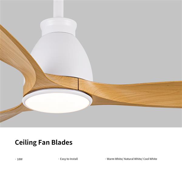 52 In.Intergrated LED Ceiling Fan with Antique Brown Wood Graiin Blade