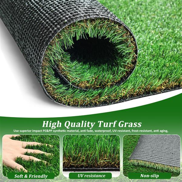 4FTX10FT Outdoor Artificial Grass Runner Rug, Thick Realistic Fake Grass Roll Decor Patio Balcony Garden Lawn, Dog Pets Turf Drain Mat, 1.38" Pile Height