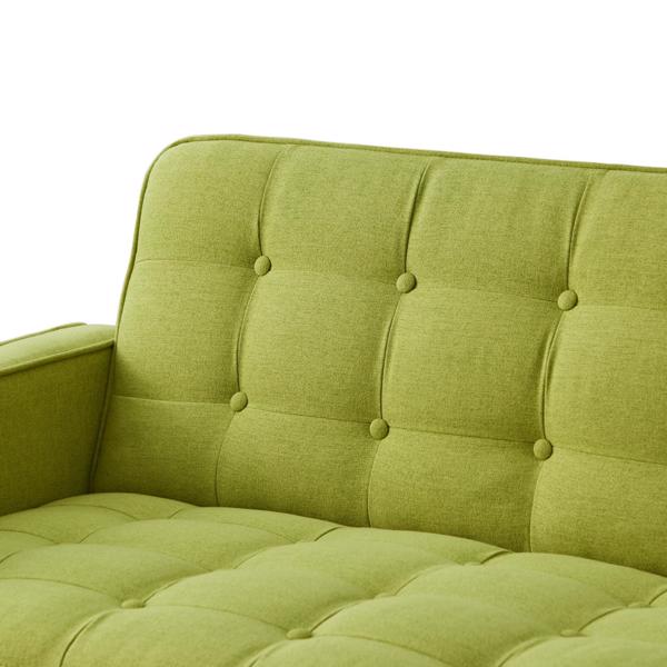 Green, Linen Futon Sofa Bed 73.62 Inch Fabric Upholstered Convertible Sofa Bed, Minimalist Style for Living Room, Bedroom.